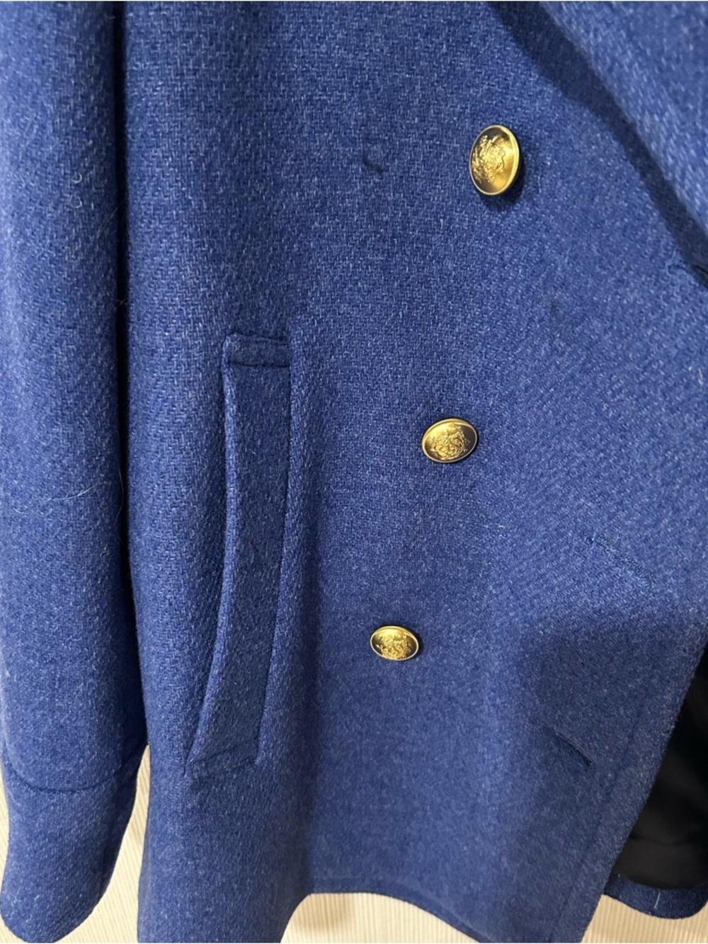 J.Crew women’s double breasted cobalt blue wool peacoat in size 14 nello gori - Picture 6 of 14
